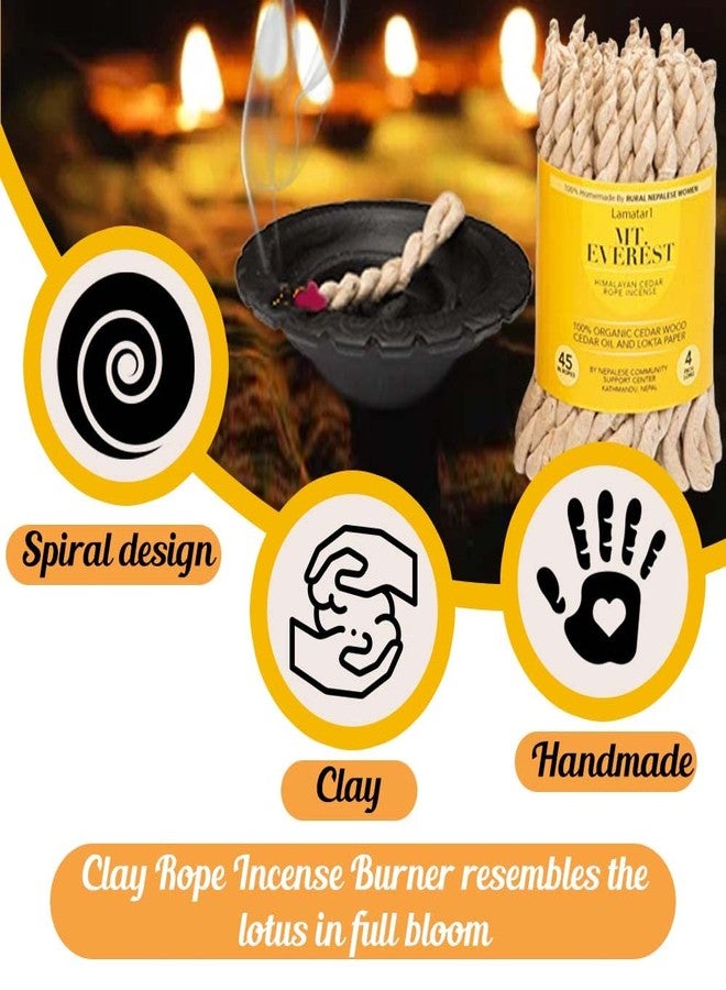Lamatar1 Rope Incense Burner with Himalayan Cedar Rope Incense 45 Pcs - 4 inch Long Each - Image 2